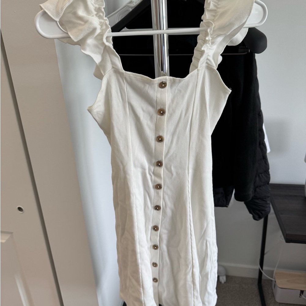 Forever 21 White Ruffled Off-Shoulder Mini Dress